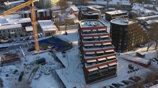 Drone Shot Van Tartu Riia Kvartal District Riia — Stockvideo