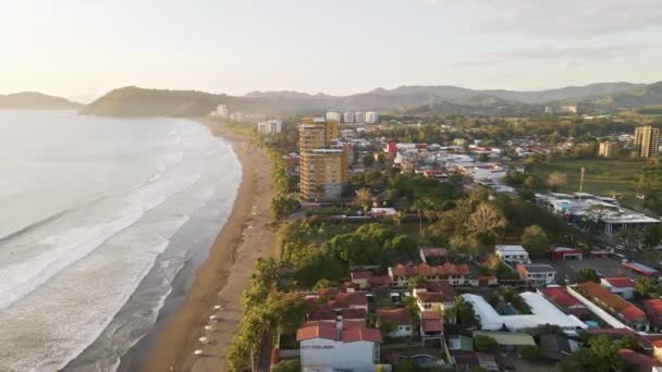 Cidade Costeira Jaco Longo Bela Costa Tropical Costa Rica Pôr — Vídeo de Stock