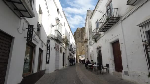 Slow Motion Pov Walking Narrow Streets Arco Frontera Spain — Video Stock