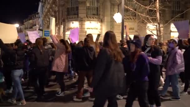 Proteste Femministe Con Molte Persone Che Camminano Granada Spagna — Video Stock