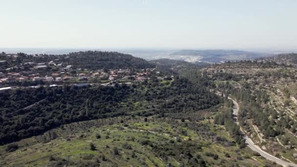 Jerusalem Empty Streets Highway Coronavirus Outbreak Lockdown Aerial Mevaseret Zion — Video