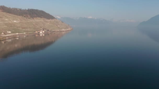 Splendida Vista Aerea Sul Lago Coperto Nebbia — Video Stock