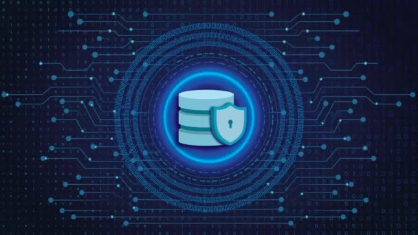 Icono Base Datos Segura Que Muestra Concepto Seguridad Datos Animado — Vídeos de Stock