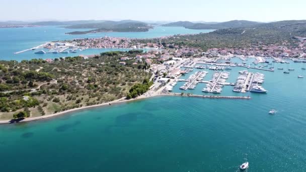 Murter Kornati Betina Village Murter Island Dalmatia Croatia Aerial Drone — стоковое видео