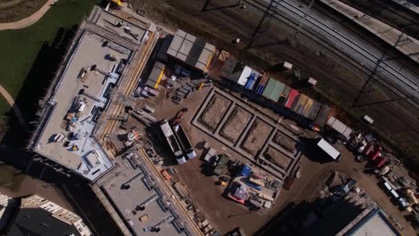 Rotating Top Aerial Construction Site Zutphen Real Estate Investment Social — Vídeo de Stock