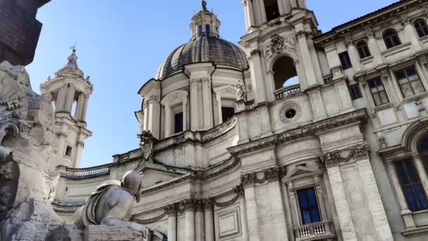 Foto Estática Del Antiguo Santa Agnese Histórico Agone Obelisco Agonale — Vídeos de Stock