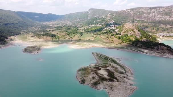 Ricice Prolozac Croatia Aerial Drone View Blue Lake Water Reservoir — Stockvideo