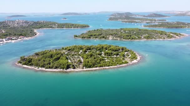 Murter Kornati Isole Mare Adriatico Dalmazia Croazia Veduta Aerea Drone — Video Stock