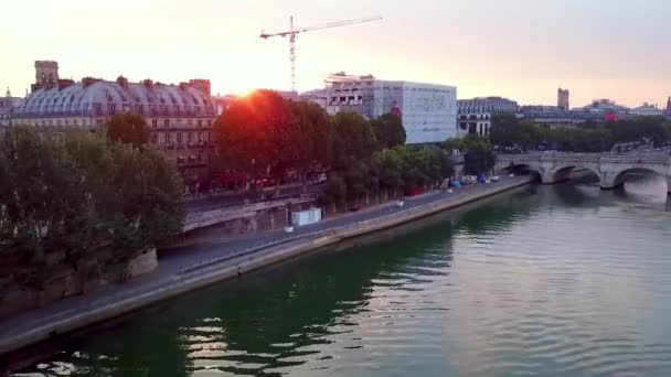 Vista Aérea Drone Voando Torno Samaritaine Edifício Reconstrução Vista Para — Vídeo de Stock