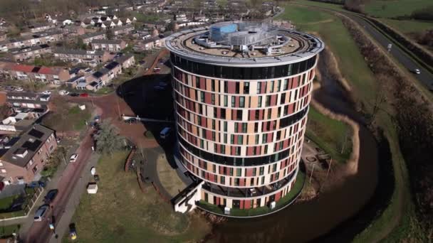 Pan Colorful Towering Building Service Flat Elderly Residential Home Dutch — Video