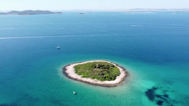 Tropical Uninhabited Island Adriatic Sea Dalmatia Croatia Aerial Drone View — Stok video