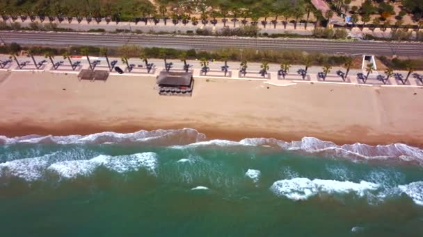 Uas Beach Lateraltraveling Challenge Promenade Прогулка Набережной Панорама Пальмы Пляжные — стоковое видео