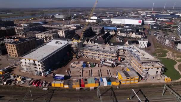 Zutphen建筑工地概况空中房地产投资和社会住房市场集体建设Ubuntuplein项目 城市发展 基础设施和工程概念 — 图库视频影像
