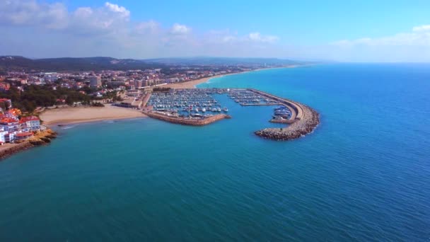 Viaggio Frontale Del Lungomare Visualizzazione Pietre Barche Porto Mare Vista — Video Stock