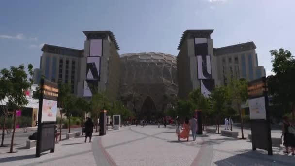 Zona Peatonal Frente Entrada Wasl Plaza Dubai Expo 2020 Visitantes — Vídeos de Stock