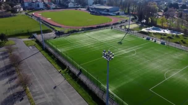 Tournage Par Drone Terrain Football Vide Pendant Verrouillage — Video