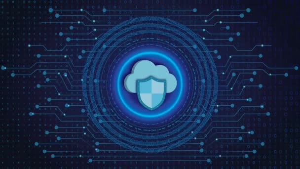 Cybersecurity Secure Cloud Iaas Paas Saas Concept Shown Cloud Icon — Video Stock