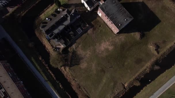 Top Aerial Approach Former Youth Prison Facility Now Abandoned Waiting — Stock Video