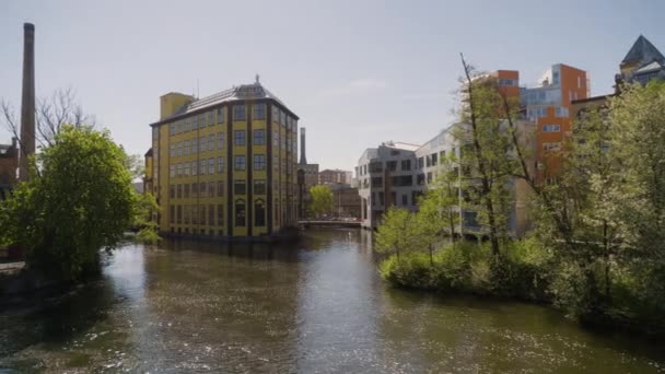 Μουσείο Εργασίας Στον Ποταμό Motala Στο Norrkoping Σουηδία Κοπριά — Αρχείο Βίντεο
