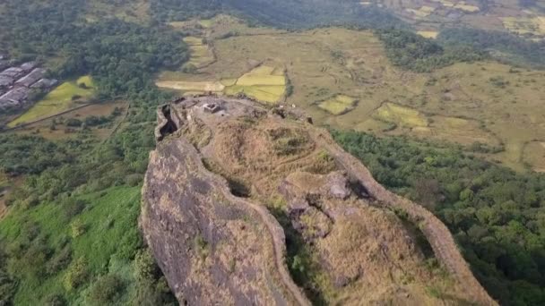 Vinchu Kada End View Lohgad Fort Medeltida Bergstopp Befästning — Stockvideo