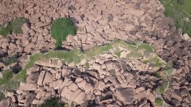 Aerial Granite Boulders Create Natural Fortifications Hampi India — Stockvideo