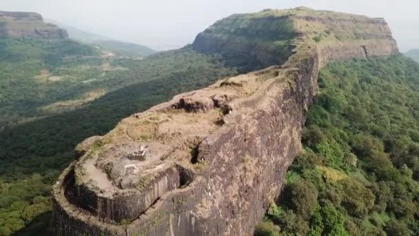 Aérienne Orbite Vinchu Kada Est Extension Fortifiée Ancien Fort Lohgad — Video