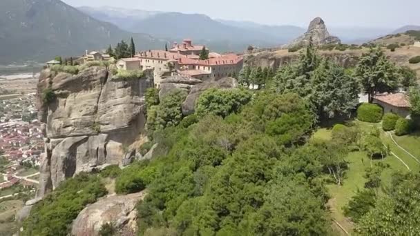 Szikla Felső Légi Járat Szent István Kolostor Meteora Görögország — Stock videók