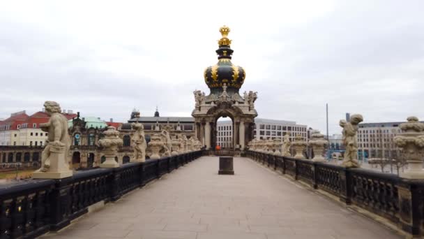 Berjalan Zwinger Area Dresden Dengan Indah Historical Cupola — Stok Video