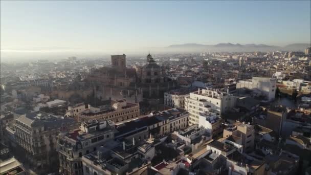 Regal Granada Cathedral Standing Proud City Skyline Spain — Stock Video