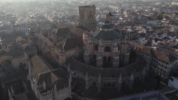 Imponerande Detaljerad Arkitektur Granada Cathedral Inkarnation Drönare — Stockvideo