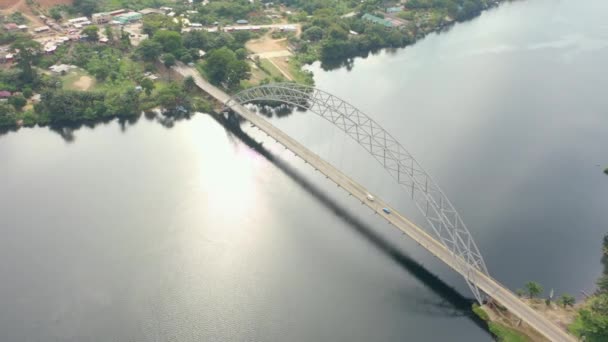 Adomi Bridge Crossing Ghana Africa — Vídeos de Stock