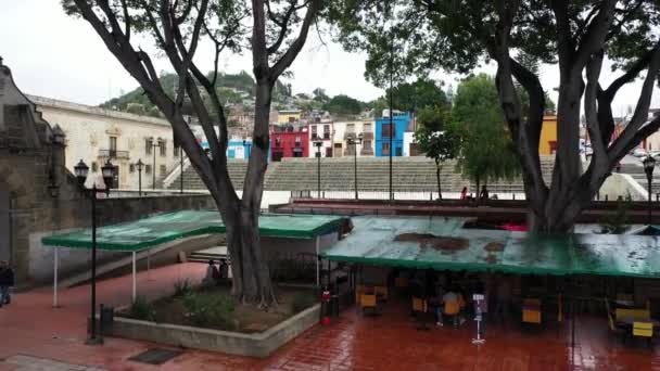 Aerial View Park Church Mexico — Vídeos de Stock