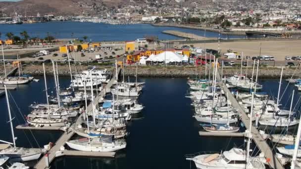 Aerial View Yacht Docks Ensenada Mexico — Stok video