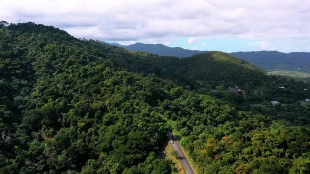 Een Vlucht Een Weg Door Bergen Door Jungle Een Zonnige — Stockvideo