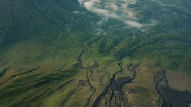 Costa Rica Jungle Base Arenal Volcano Aerial Alluvial Fans — Stock Video