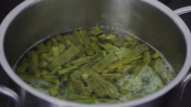 Cactus Cacti Food Gently Simmering Boiling Water Cooking Traditional Native — ストック動画