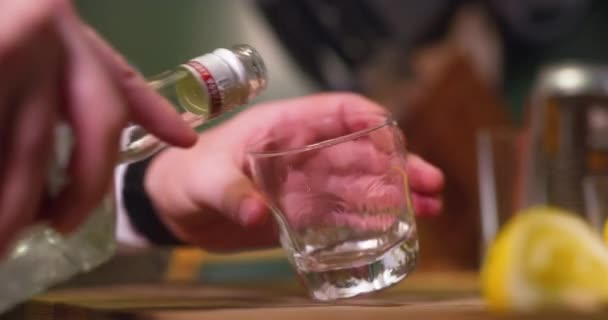 Man Makes Vodka Cranberry Mixed Drink — Stock Video