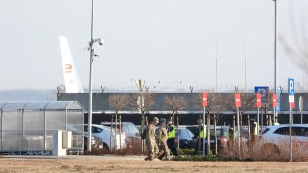 Abd Başkanlık Uçağı Boeing Polonya Daki Rzeszow Jasionka Havaalanında — Stok video