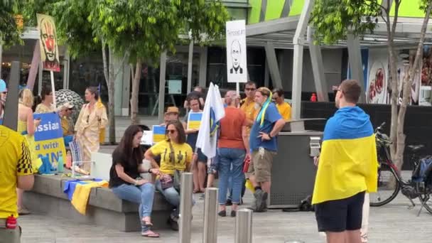 Manifestazione Pacifica Persone Unite Piazza Brisbane Condividere Far Sentire Propria — Video Stock