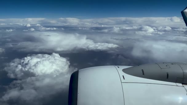 Clouds Seen Airplane Window Passenger Pov Real Time Flight Cloudscape — Video