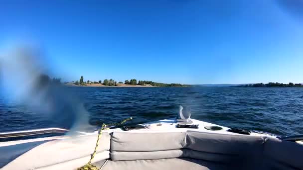 Boat Trip Columbia Willamette Portland Rivers Oregon Blue Sky Water — Vídeo de Stock