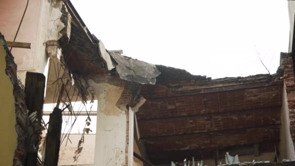 墨西哥城市中心一座被毁的建筑被废弃和拆散 — 图库视频影像