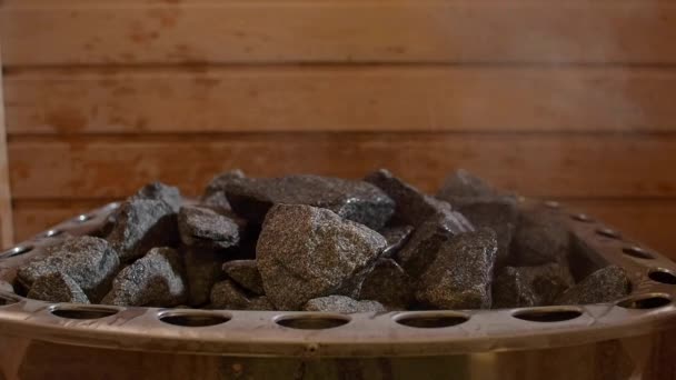 Accesorios Sauna Tradicionales Dentro Sauna Vacía Interior Sauna Finlandesa Madera — Vídeo de stock