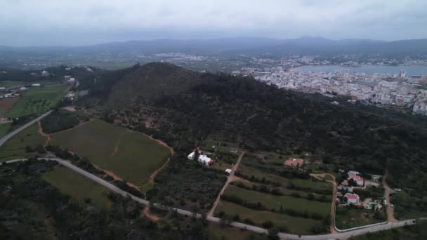 Sant Antoni Portmany Ibiza Spanien Flygfoto Över Landskap Och Hem — Stockvideo