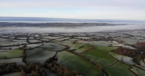Vista Aérea Derecha Del Valle Otter Devon Inglaterra Una Mañana — Vídeos de Stock