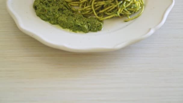 Pesto Spaghetti Saumon Grillé Cuisine Italienne — Video