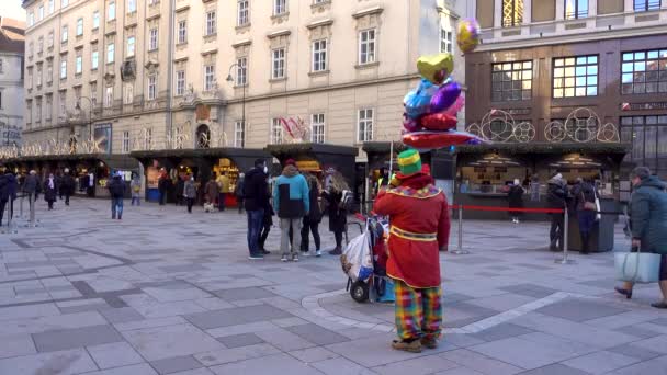 Clown Street Performer Christmas Markets Vienna City Center — Video