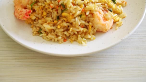 Homemade Fried Shrimps Fried Rice Plate Thai Style Asian Food — Stock Video