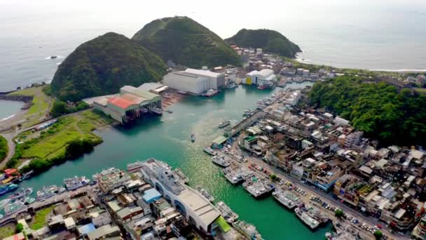 Aerial View Showing Beautiful Suao Harbor Tropical Landscape Taiwan — Stock Video
