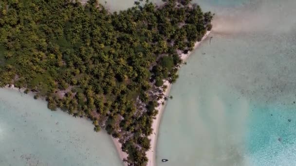 Beautiful Aerial Drone Shot Lagoon Reef Ocean Atoll Fakarava French — Vídeo de stock